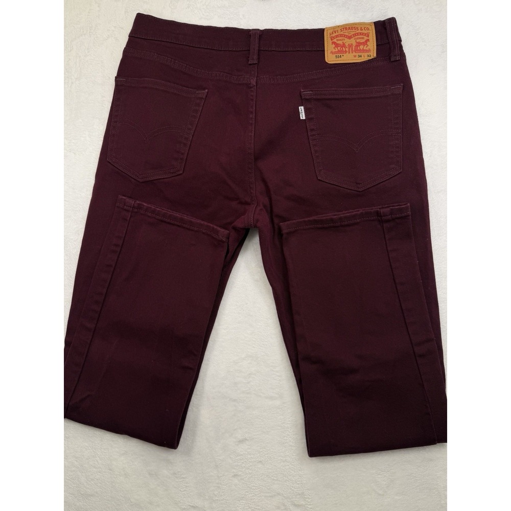 Levi's Men's 514 Maroon Cotton Straight Leg Regular Fit Pants Jeans Sz 34x32